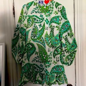 Staud size 8 cotton paisley minidress-long full sleeves
